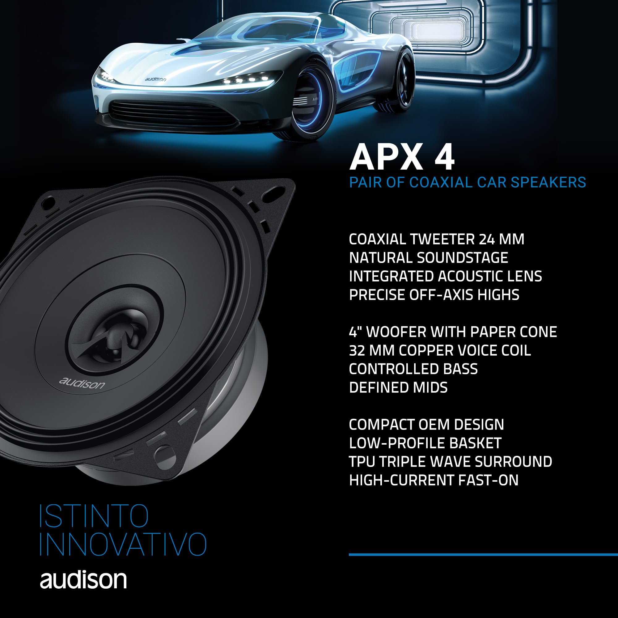 Amazon.co.jp: Audison APX 4 Prima Series 4インチ (100mm) 2ウェイ